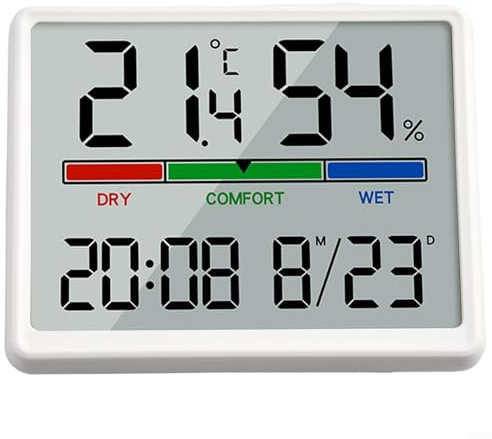 Eawfgtuw Digital Wall Clock - Wall Clocks, Big LCD Display/humidity/Date/Temperature/Night Light Gym Clocks, 24/12-hour Wall Clock For Living Room Office Gym Decor(White)