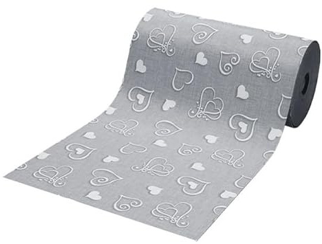 SaRani Tappeto Guida Passatoia Corsia Runner da Cucina Gomma Antiscivolo Fantasia Cuore Bianco (Grigio, 350x50 cm)