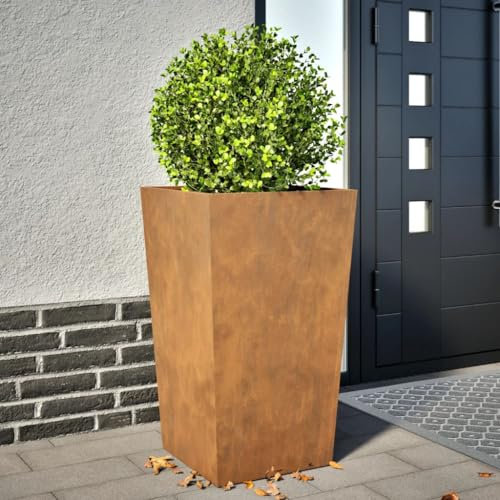 Homgoday Blumenkasten für den Garten 45 x 45 x 75 cm aus Cortenstahl, Dekor für Möbel, Blumenkasten für den Außenbereich, Gitter-Pflanzgefäß für den Garten