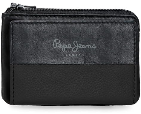 Pepe Jeans Double Porte-Monnaie Noir 11 x 7 x 1,5 cm Cuir by Joumma Bags, Noir, Talla única, Porte-Monnaie