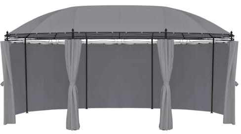 TJROO Gartenpavillon mit Vorhängen, 5,2 x 3,49 x 2,55 m, Anthrazit, Gartenzelt, Pavillon für Grillpartys, UV-Schutz, klassische Pergolen für Hof, geeignet für Aktivitäten im Freien
