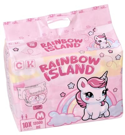 Rainbow Island - Pannolini con pellicola per adulti, 13500 ml (M)
