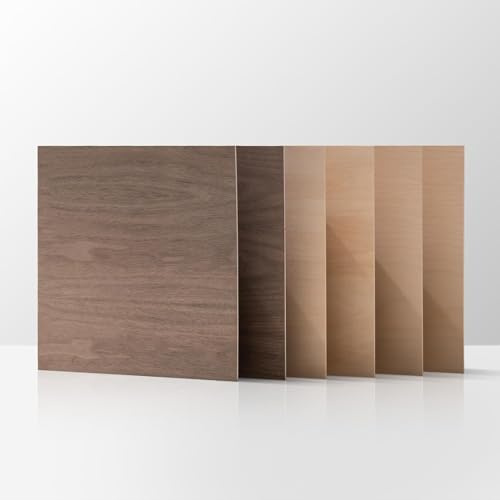 ROBOTIME Hojas de madera contrachapada de 3 mm, madera de tilo cortada a medida, 30 x 30 cm, 6 unidades de material de capas láser, láminas de madera finas para proyectos de manualidades