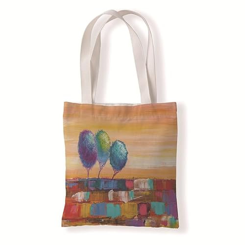 Homeyang Jutebeutel Retro Orangenbaum Stoffbeutel Canvas Wiederverwendbare Beuteltasche Damen Kinder Büchertasche Einkaufsbeutel mit Henkeln Stofftasche Waschbar Tote Bag 33x37 cm