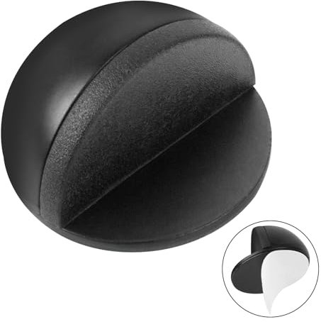 Fermaporta autoadesiva, 1 fermaporta in acciaio inox, blocco porta pavimento con paraurti in gomma, fermaporta adesiva per interni, protezione per porte e pareti (nero)