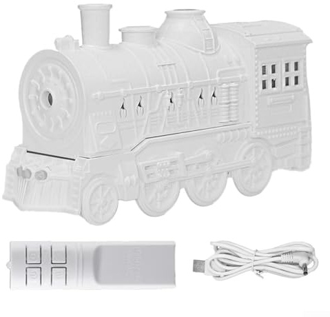 Diffusor für ätherische Öle, Retro-Stil, 300 ml, Aromatherapie-Luftbefeuchter im Retro-Dampfzug-Design, 300 ml Fassungsvermögen mit flüsterleisem Betrieb zur Entspannung (weiß)
