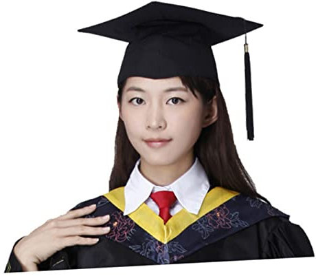 WESIEVYA Graduation Cap Red Hat for Men Adjustable College Academic Hat with Loop Tassel Prop Cap and Gown Sign Garlands Bachelor Frame Outfits Board Headband Souvenirs Strip Black