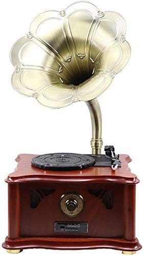 UQACHG Tocadiscos de Vinilo Vintage, Tocadiscos de fonógrafo Retro fonógrafo Trompeta Tocadiscos de Vinilo Antiguo Tocadiscos de Sala de Estar de Madera Maciza Europea gramófono