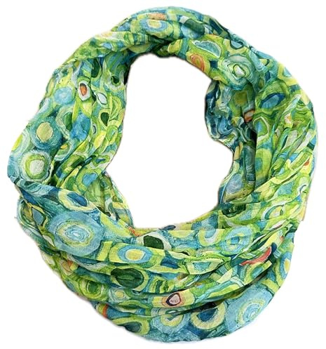 J26 Blumen Mandala Farbverlauf Kreis Seide Sommer Loop Verlauf Regenbogen Rainbow Silk Uni Rundschal Schlauchschal Stola Schal leicht 2025 Neu