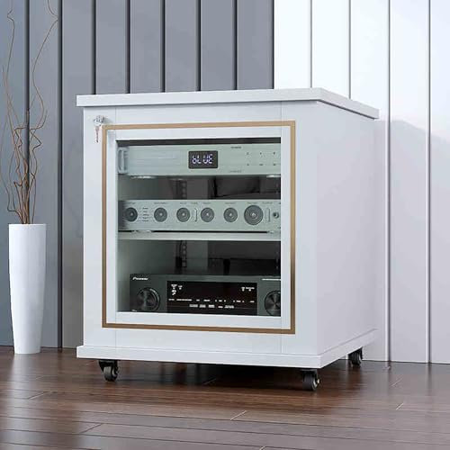Medien Stereo-Kabinett Small Entertainment Center Speicherstandturm, Konsolenschränke Plattenspieler-Stand-Videospielregal für Living Gaming-Aufnahmebereich Audio-visuelle Regalkomponenten