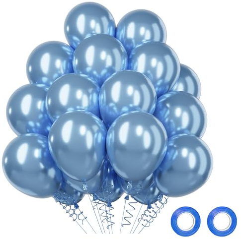 Luftballons Metallic Blau, 52 Stück Metallic Blaue Ballons Ballongirlande Helium Ballons Set, Blau Latex Ballon Geburtstags Babyparty Hochzeit Party Deko Hochzeit Deko,12 Zoll