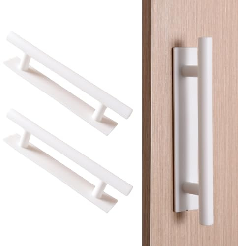 DILUSILK Selbstklebende Schrankgriffe, selbstklebende Türgriffe, ABS-Kunststoff, zum Abziehen und Aufkleben, Schubladenzieher, Kleiderschrankgriff, Möbelgriffe, Weiß, 2 Stück