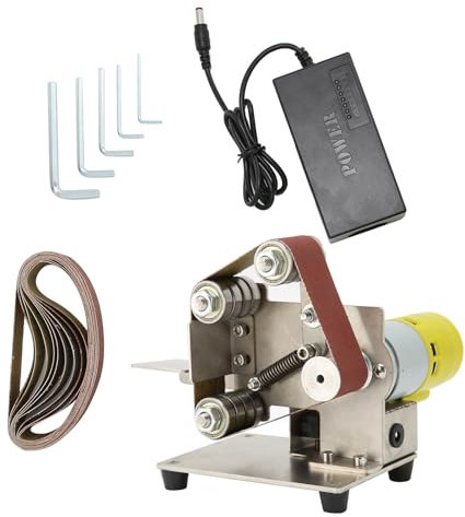 Mini Belt Sander, Electric Handheld Polishing Sanding Machine, Sharpener Grinder, for Woodworking, Metalworking, DIY Projects (UK Plug 895) 200W