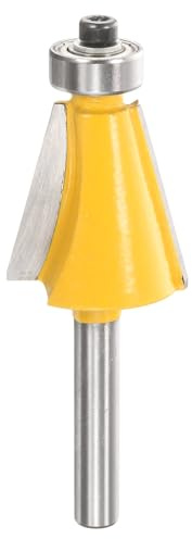 sourcing map 15 Grad Fasenfräser Bit 1/4 Zoll Schaft 2,5 cm Schnittlänge Hartmetallspitze mit Lager für Holzbearbeitung Fräser Werkzeug Gelb