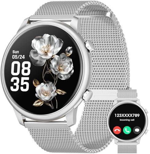 Hwagol Montre Connectée Femme avec Appel Bluetooth,1.39 HD Montre Connectée avec 2 Bracelets avec Moniteur de Sommeil Fréquence Cardiaque Podomètre Fitness Tracker pour Android iOS Cadeau