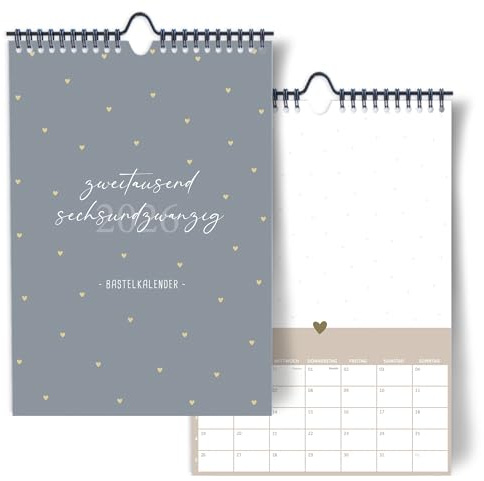 Hochwertiger Foto-Bastelkalender 2026 zum Selbstgestalten I DIY Kreativ-Kalender DIN A4 I Wandkalender zum selber gestalten, zum Einkleben von Fotos
