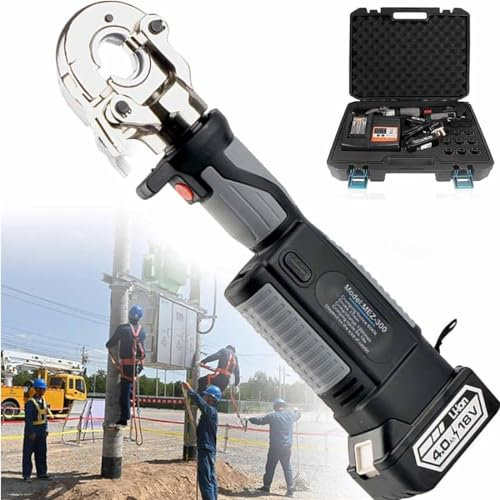 Kit di crimpatura idraulica a batteria, crimpatrice elettrica con sensore di pressione, connettori terminali a 360°, include 12 paia di matrici per 16-300 mm²