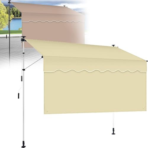 TDSYOCG Store Banne Autoportant Manuel Auvent rétractable avec Store Banne Pliable Jardin Balcon Terrasse, Extérieur Protection Contre Rayons UV Inclinaison réglable pour Balcon sans Trous à percer