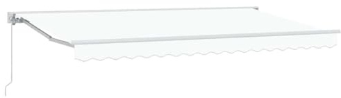 vidaXL Auvent Rétractable Blanc 400x200 cm Tissu, Auvent rétractable Contemporain, matériaux résistants à l'eau, Protection UV, Solution de canopée extérieure