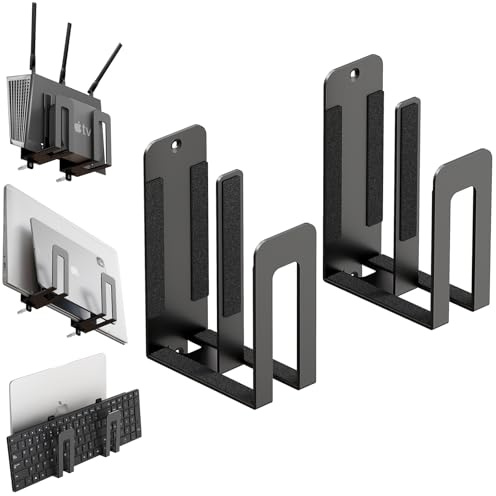 sciuU Support Mural pour Ordinateur Portable - Support Universel Dual‑Layer pour 2 Appareils ≤ 38 mm - Étagère Murale en Métal Universelle pour Laptop, Tablette, Clavier, E‑Reader, Box TV, Routeur