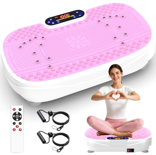 SAVEYOUR Vibrationsplatte für Zuhause | Rüttelplatte mit 120 Stufen & 5 Modi, mit Widerstandsbändern & Fernbedienung, ideal für Zuhause Home Gym