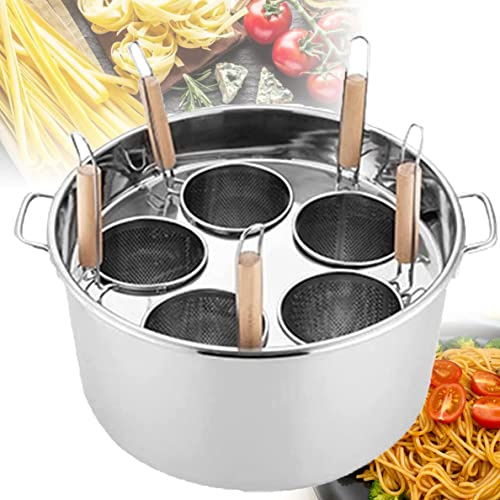 Ensemble de cuiseur à pâtes en acier inoxydable avec panier passoire – Design à 5 trous idéal pour la cuisine et le restaurant – Marmite polyvalente et cuiseur vapeur pour des pâtes parfaites