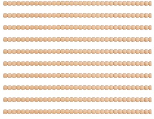 10pcs Unvollendete dekorative Holzverkleidung, halb runde Holz -Perlen -Formstangen, dekorative Spulenleiste, 3D -Perlenperlenpearlholz für Schränke, Möbel, Wanddekoration