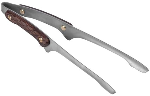 QUYBSGWJ Pinze Per Griglia in Titanio Puro Con Manico in Legno, Resistenti, Facili Da Pulire, Essenziali Per L'uso All'aperto Per BBQ,Argento,24.5 * 3 cm