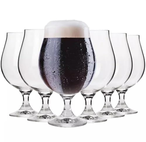 Krosno – Vasos para Cerveza 620 ml – Juego de 6 unidades – Colección Elite – Copas para Cerveza Negra – Cristal sin Plomo – Diseño Elegante y Moderno