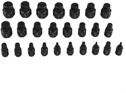 Juego de 25 extractores de tornillos hexagonales, diseño de varios dientes para una rápida extracción de pernos dañados, perfecto para proyectos automotrices y de construcción