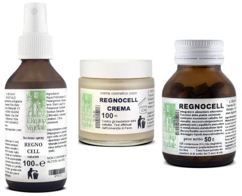 REGNOCEL Trattamento Drenante/Anticellulite Completo Naturale LOZIONE SPRAY+CREMA+INTEGRATORE