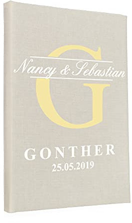 Hochzeitideal Stammbuch der Familie, Familienstammbuch aus Buchbinderleinen, Nr. 79 inkl. Personalisierung (Creme)