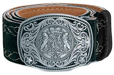 Trachtengürtel Bergtrift mit Stickereien - Echtleder Gürtel Original Schöneberger Trachten Lederhosen Ledergürtel diverse Modelle und Farben Bergtrift (105, Dunkelbraun)