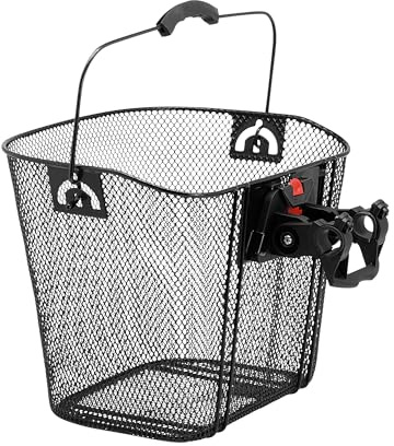 P4B | Fahrradkorb in Schwarz - vorne für Lenker - Engmaschiger Vorderradkorb für Ihre Fahrrad | Mit Clip-ON-Halter | Für Lenkerdurchmesser von 22 bis 27 mm