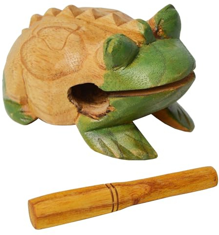 A-Star Handmade Wooden Frog Guiro Scraper Tone Block, 12cm with Beater