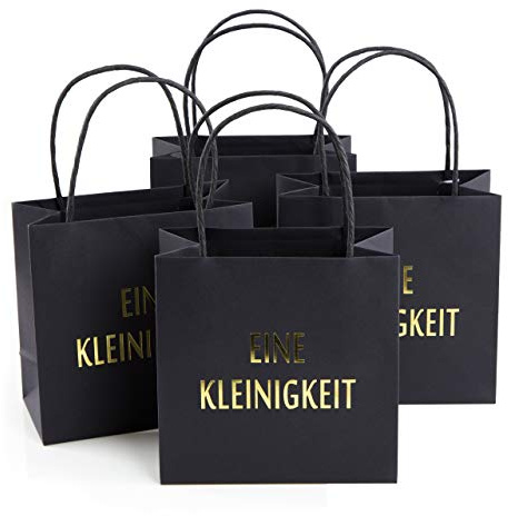 Logbuch-Verlag 4 kleine Papiertaschen Geschenktaschen Geburtstag Ostern schwarz gold Geschenktüten Kleinigkeit Verpackung für kleine Geschenke 16 x 16 x 8 cm