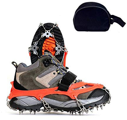ACMEDE Steigeisen für Bergschuhe, Schuhkrallen mit 18 Edelstahl Zähne Anti-Rutsch Spikes, Schneekette, Eisspikes für Winter High Altitude Wandern Bergsteigen auf EIS Schnee (M 36-41 (EU))