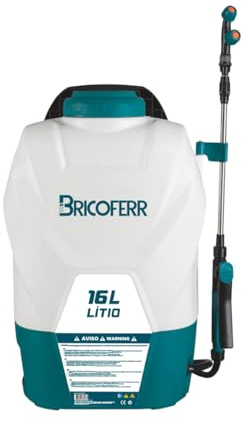 Bricoferr Pulverizador de mochila a batería de litio 16L 2Ah.