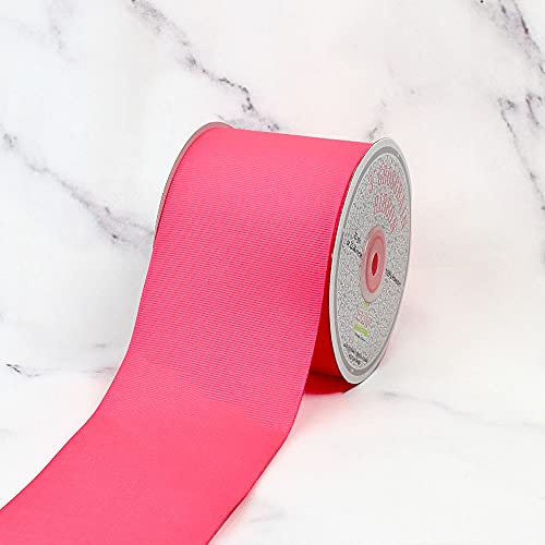 Creative Ideas, 3” Inch Solid Grosgrain Ribbon, 25 Yards, Neon Pink
