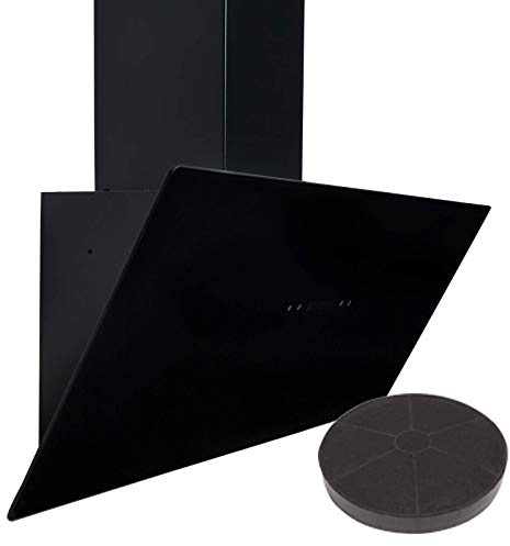 SIA TAG90BL 90cm Black Angled Touch Control Cooker Hood Extractor Fan & Filter