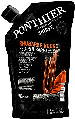 Food-United RHABARBER ROT PÜREE Süß-Gemüse-Püree von Ponthier 4x 1KG für Smoothie-Bowl-Sorbet-Eis-Grütze-Kuchen-Torte ausgewähltes Gemüse höchster Qualität ohne Zusätze (4 KG)