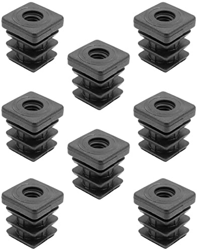 Design61 8 x gängproppar justerbara pluggar fotlock plug-in uttag för fyrkantiga rör 20 x 20 mm med M8 inre gänga lastkapacitet upp till 200 kg för väggtjocklek 1,5–2 mm