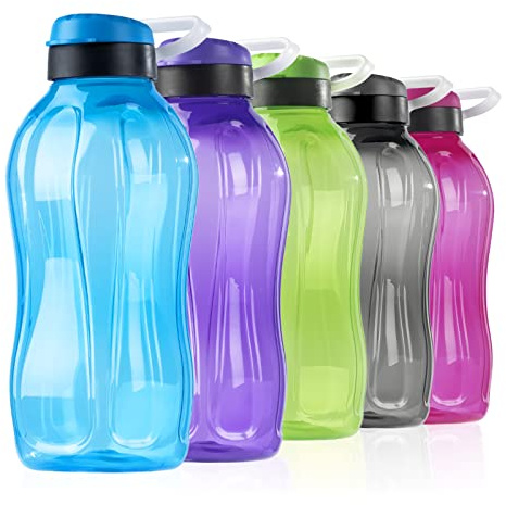 Yeahshion 1500 ml Wiederverwendbare Wasserflasche mit Griff, 1,5 Liter Tragbare Sportwasserflasche Auslaufsicher BPA-frei für Fitnessstudio, Camping, Reisen, Arbeit, Blau