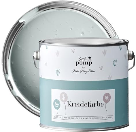 MissPompadour Wandfarbe Kinderzimmer Grau & Entspannt 2,5L mit hoher Deckkraft - geruchsneutrale, spritzfreie Kreidefarbe - atmungsaktiv, wasserbasiert, VOC-frei - LittlePomp