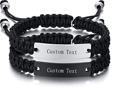 VNOX Bracelet Couple Infinity Symbole Coeur Acier Inoxydable Tissé à la main Couple Bracelet Yin Yang pour elle et son Partenaire Valentine Cadeau (FBM-6)