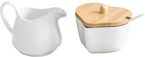 GImLY Set di lattiera/zuccheriera in Ceramica Bianca, Set per servire Il caffè