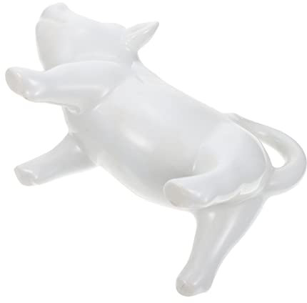 Hoement Pig Shaped Milk Jug Ceramic Frothing Cup White Porcelain Milk Container Cream Pitcher with Handle for Coffee and Sauce Serving