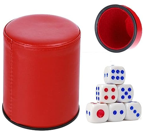 GIFZES 13mm Dice Cup Silent Shaking Dice Cup Set with Felt Lining Enjoy Noise-Free Gaming Dice Cup Red B