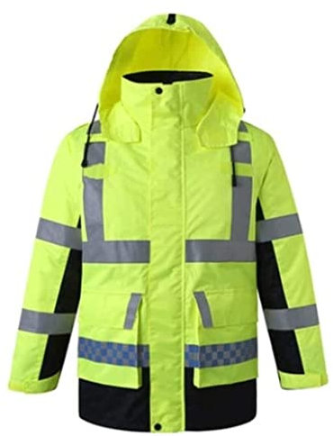 Sicherheitswesten Warnweste Warnschutzweste Kaltes reflektierender Anzug, fluoreszierende Sicherheitsmantel Velvet wasserdichte reflektierende Arbeitskleidung Reflektorweste (Color : Yellow, Size :