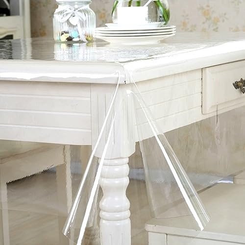 Yuragim Tischfolie Transparent 140 x 180cm Tischdecke Durchsichtig Outdoor Tischschutz Transparente Tischtuch Durchsichtige 0.13mm Tischdecke Abwaschbar PVC Plastik-Tischdecken Folie Tischschutzfolie